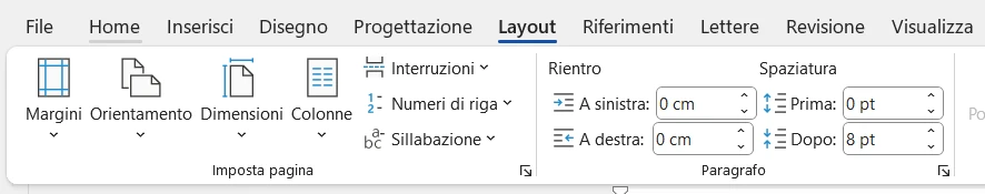 Sottomenu Layout